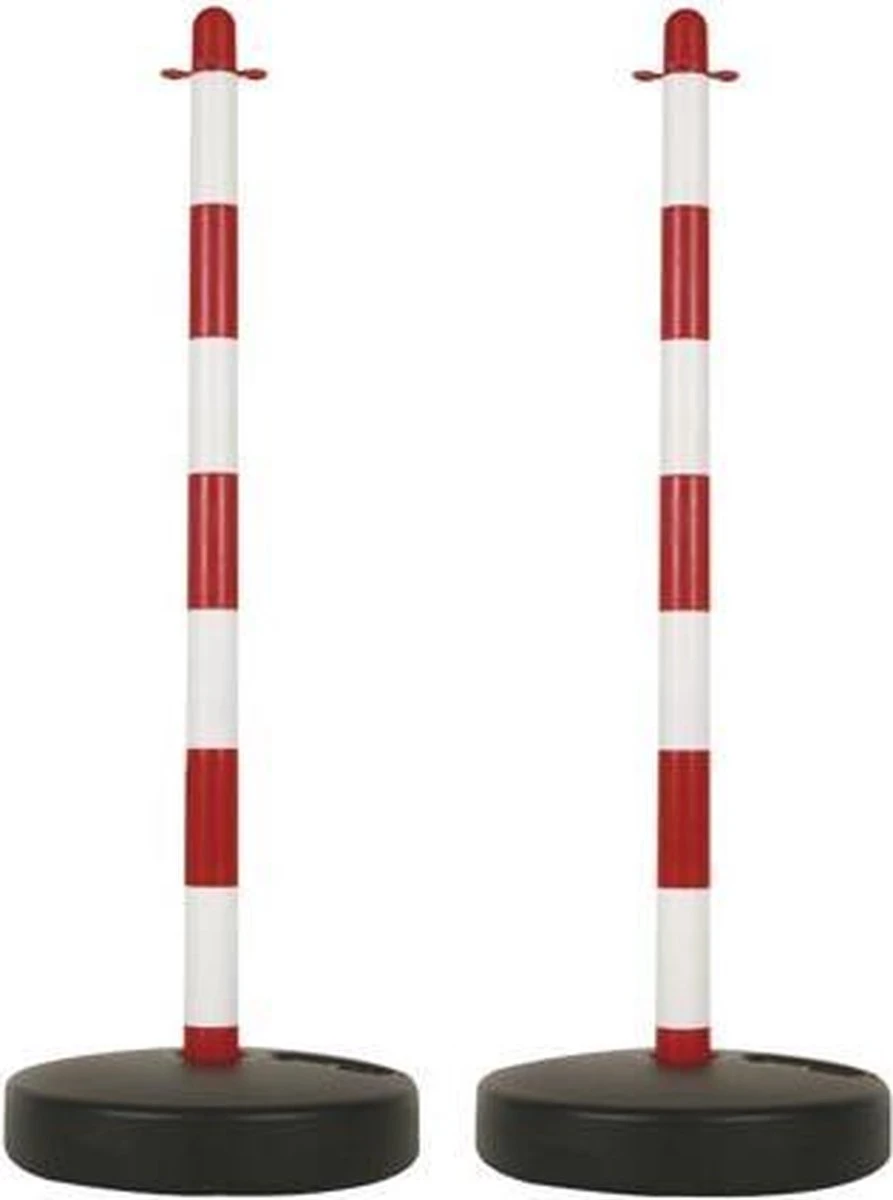 Perel Set Afzetpalen, Voor Tijdelijke Afzettingen, Evenementen, Horeca En Openbare Ruimtes, Met Opvulbare Voet, Rood/wit, 2 Stuks 3 Perel Set Afzetpalen, Voor Tijdelijke Afzettingen, Evenementen, Horeca En Openbare Ruimtes, Met Opvulbare Voet, Rood/wit, 2 Stuks