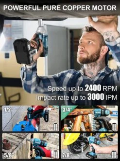 Deutsche Stahl Slagmoersleutel - Slagmoersleutel Met 2 Accu - Draadloos - Elektrische Moersleutel - Draadloos Slagschroevendraaier - Gereedschap - Impact Wrench Met LED - 20V - Incl. 4-delige Doppenset En Opbergkoffer - Blauw -Makita Winkel 900x1200 9