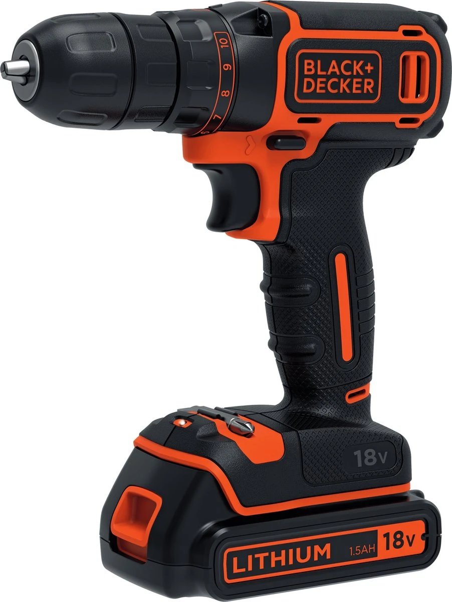 Black & Decker BLACK+DECKER BDCDC18-QW Accuboormachine - 18V - Met Schroeffunctie - Inclusief Accu En Lader 3 Black & Decker BLACK+DECKER BDCDC18-QW Accuboormachine - 18V - Met Schroeffunctie - Inclusief Accu En Lader