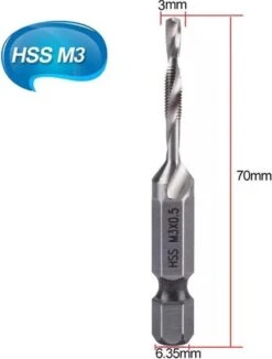 Merkloos 6-delig Boortap Set - Bit Boor Tap En Verzinken Set Gemaakt Van HSS - Gereedschap Boormachine M3-M10 - Schroefdraad Snijden - Combi Boortap - Gaten Boren - Incl. Klein Opbergdoosje -Makita Winkel 908x1200 11