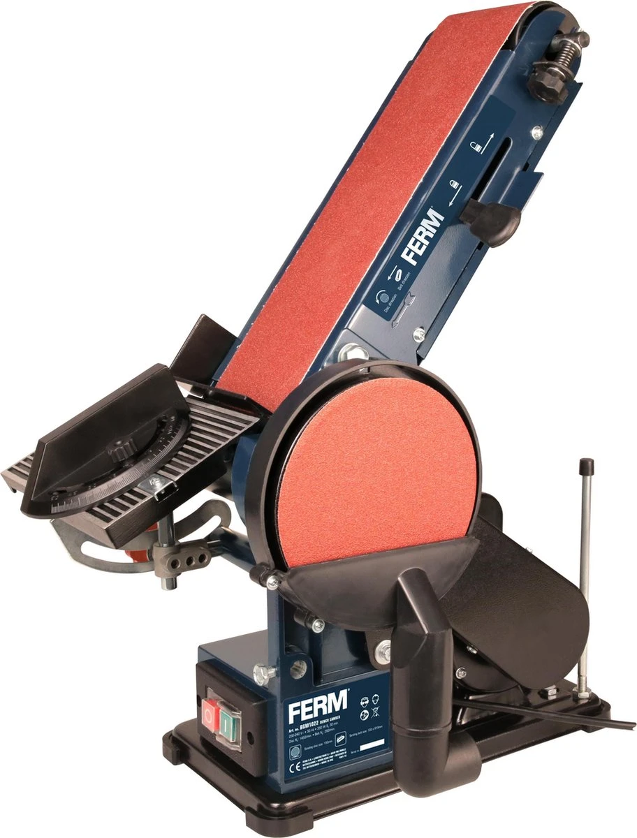 FERM BGM1022 Tafel Schijf- Bandschuurmachine - 350W Incl. 2 Schuurbanden (K80 & K120) 12 FERM BGM1022 Tafel Schijf- Bandschuurmachine - 350W Incl. 2 Schuurbanden (K80 & K120) - Afbeelding 10