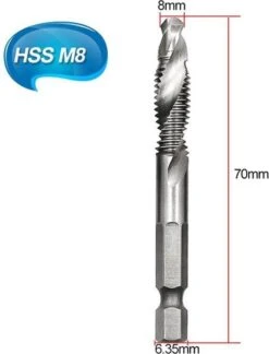 Merkloos 6-delig Boortap Set - Bit Boor Tap En Verzinken Set Gemaakt Van HSS - Gereedschap Boormachine M3-M10 - Schroefdraad Snijden - Combi Boortap - Gaten Boren - Incl. Klein Opbergdoosje -Makita Winkel 915x1200 5