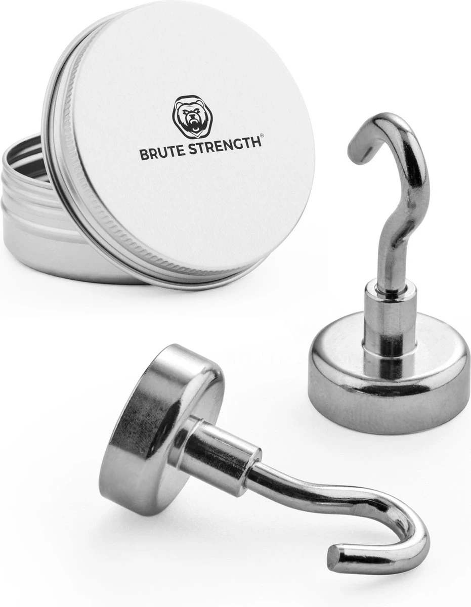 Brute Strength - Super Sterke Magnetische Ophanghaakjes - 20 Mm - 2 Stuks - Neodymium Magneet Sterk - Magneet Haakjes - Haak Magneten 3 Brute Strength - Super Sterke Magnetische Ophanghaakjes - 20 Mm - 2 Stuks - Neodymium Magneet Sterk - Magneet Haakjes - Haak Magneten