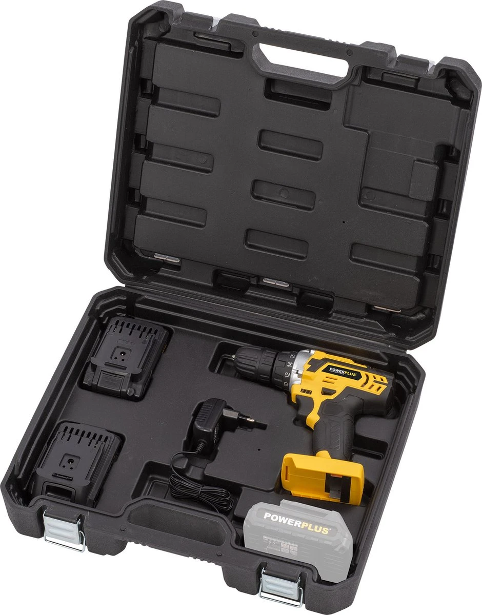 Powerplus POWX00830 Accu Boormachine - Schroefboormachine - Boormachine Accu - Accu Schroevendraaier - 20V - Incl. 2 X 20V Li-ion Accu's, Lader En 134-delige Gereedschapskoffer Met Schroefbits - Voor Hout, Steen En Metaal 9 Powerplus POWX00830 Accu Boormachine - Schroefboormachine - Boormachine Accu - Accu Schroevendraaier - 20V - Incl. 2 X 20V Li-ion Accu's, Lader En 134-delige Gereedschapskoffer Met Schroefbits - Voor Hout, Steen En Metaal - Afbeelding 7