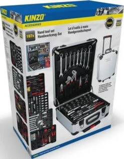 Kinzo Handgereedschapset - 187-delig - In Aluminium Rolkoffer - CR-V-Staal -Makita Winkel 942x1200 4