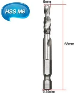 Merkloos 6-delig Boortap Set - Bit Boor Tap En Verzinken Set Gemaakt Van HSS - Gereedschap Boormachine M3-M10 - Schroefdraad Snijden - Combi Boortap - Gaten Boren - Incl. Klein Opbergdoosje -Makita Winkel 950x1200 8