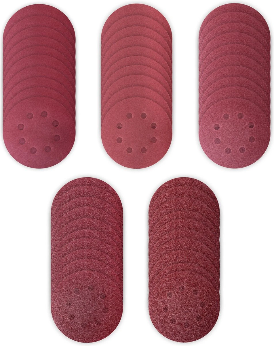 VONROC Schuurpapier Set 125mm – 50 Stuks – Voor Excentrische Schuurmachines - Klittenbandbevestiging 5 VONROC Schuurpapier Set 125mm – 50 Stuks – Voor Excentrische Schuurmachines - Klittenbandbevestiging - Afbeelding 3