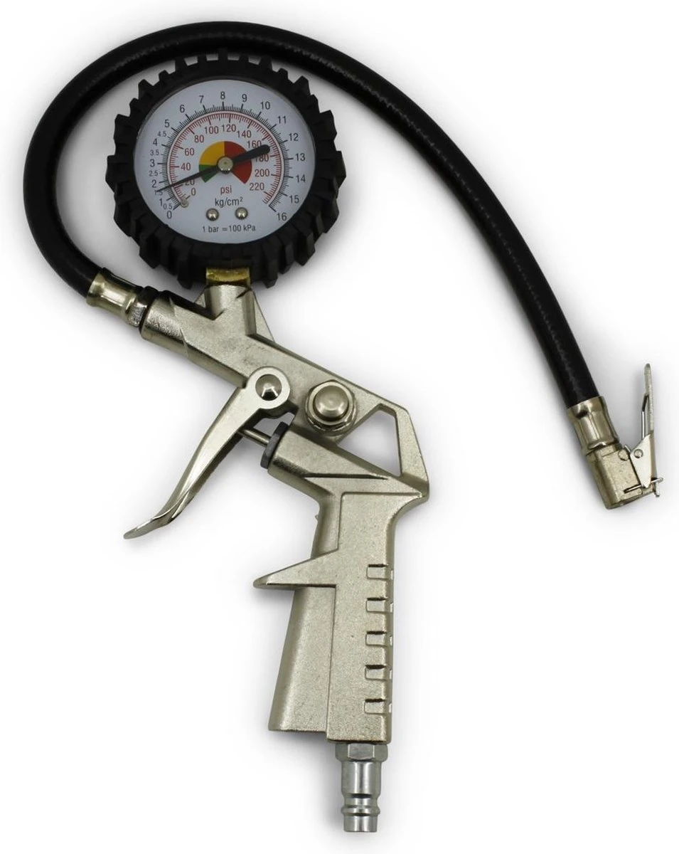 Benson Bandendrukmeter + Spuit - Voor Compressor 5 Benson Bandendrukmeter + Spuit - Voor Compressor - Afbeelding 3