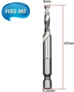 Merkloos 6-delig Boortap Set - Bit Boor Tap En Verzinken Set Gemaakt Van HSS - Gereedschap Boormachine M3-M10 - Schroefdraad Snijden - Combi Boortap - Gaten Boren - Incl. Klein Opbergdoosje -Makita Winkel 957x1200 2