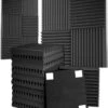 What's Goods® Akoestische Foam Panels 30x30x5cm Set X12 Tegels - Muur Studio Noppenschuim Absorptieplaten / Geluidsisolatie Panelen Zwart + GRATIS 48x Bevestigingstickers -Makita Winkel 977x1200 2