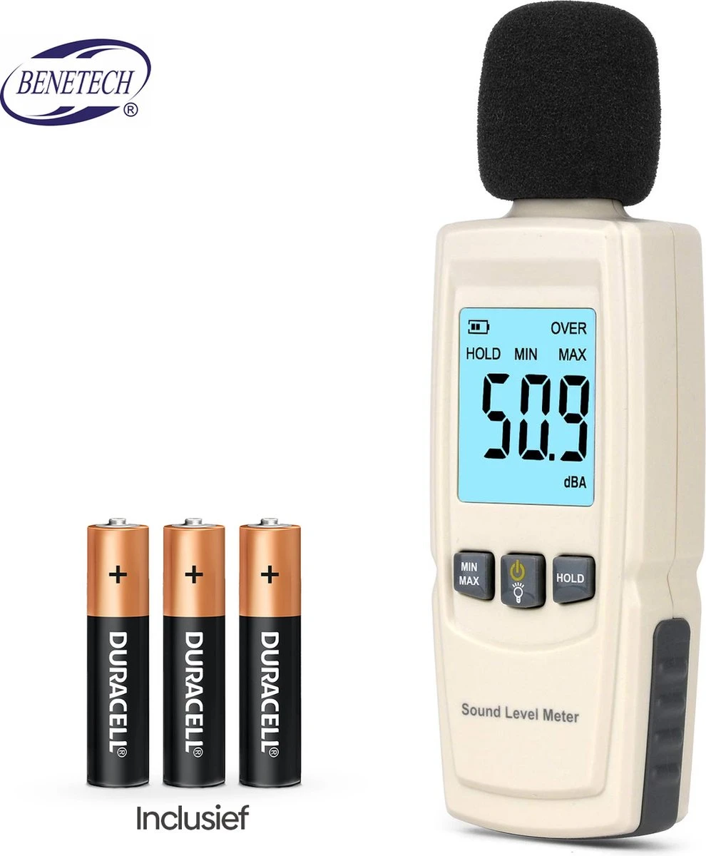 Benetech Decibelmeter - Incl. Batterijen - Geluidsmeter - Db Meter - 30 Tot 130 Db - Digitaal 6 Benetech Decibelmeter - Incl. Batterijen - Geluidsmeter - Db Meter - 30 Tot 130 Db - Digitaal - Afbeelding 4