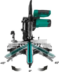 VONROC Compacte Afkortzaag - Kapzaag - Verstekzaag 2200W - Ø216mm – 5200 /min – Demonteerbare Verstekarm - Trekfunctie - Verstelbare Tafelverbreders – Kantelbaar (0-45°) – Lengtestop – Diepteregeling - Laser & LED – Incl. Zaagblad & Werkstukklem -Makita Winkel 998x1200 5